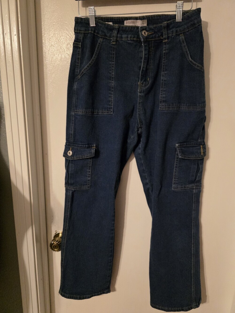 Denim Cargo Pants- Dark Blue